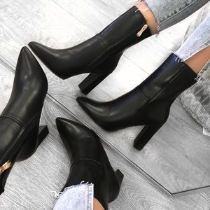 Faux leather booties